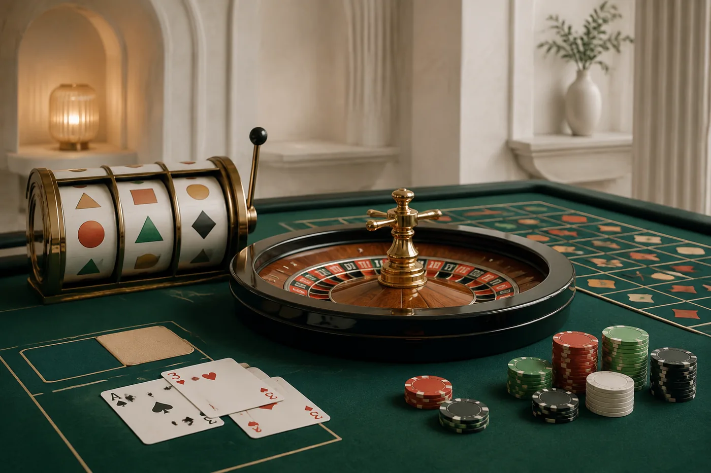 Ilustrasi kategori togel slot dan permainan meja dalam panduan DUBAITOTO
